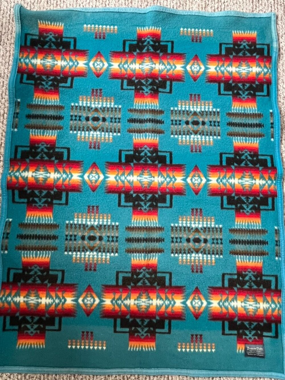 Pendleton Baby Blanket Turquoise Chief Joseph Design 30”x40” Native Southwest